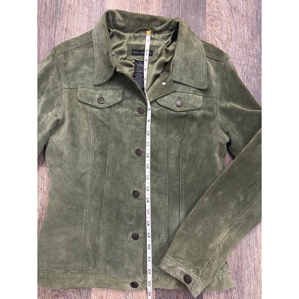 For Joseph‎ Olive Green Suede Leather Trucker Jacket Womens Small B810-236 - Picture 3 of 5